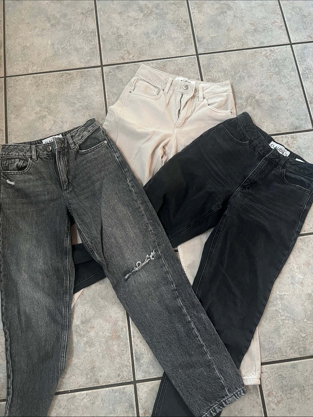 Dynamite Claudia High-Rise Straight Jeans — Black, Charcoal, Cream